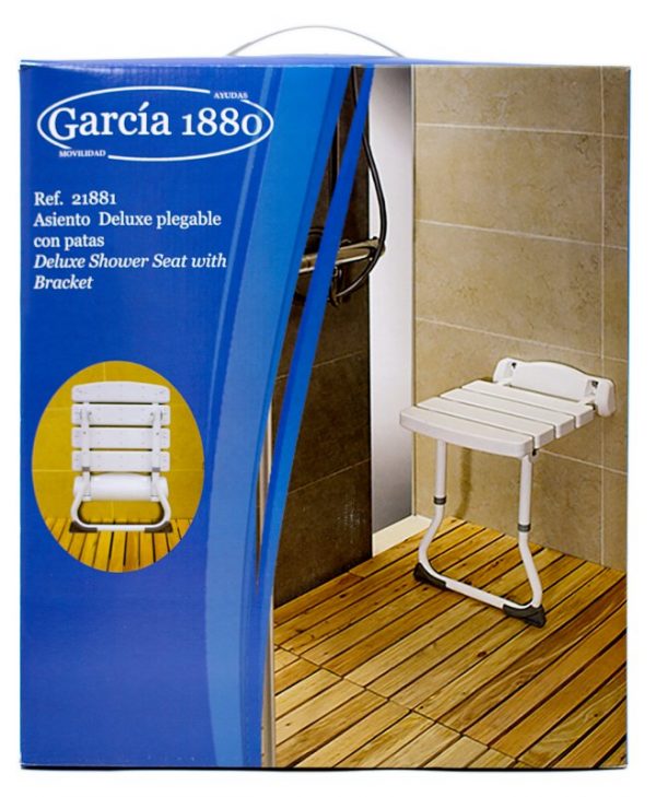 Asiento para el baño deluxe abatible de pared con patas 21881 de marca Hnos García